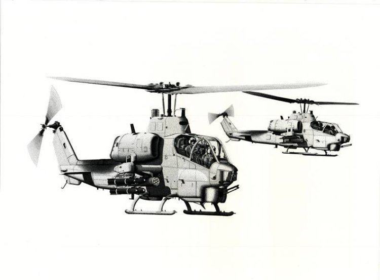 Pointillism: Two U.S. Marines AH-1W Super Cobras