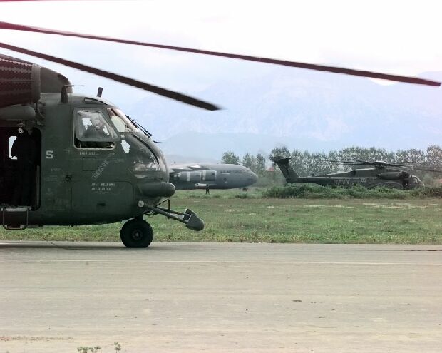 Image: CH-53 lands at Tirana Airport.