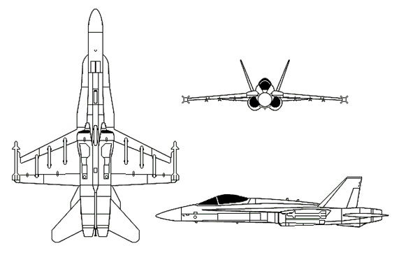 Drawing: F/A-18 Hornet (McDonnell Douglas)