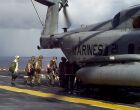 Image: U.S. Marines from the 26th Marine Expeditionary Unit load into a CH-53 Super Stallion.